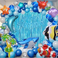 176 PCS Ocean Blue Happy Birthday Party Balloons with Pump Under the Sea