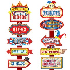 20 PCS Circus Carnival Decorations Theme Party Photo Booth Props Welcome Signs