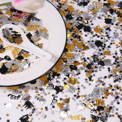 Gold and Black Happy Birthday Confetti, 3000 Pcs Birthday Cake Table Metallic Fo