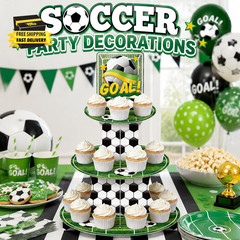 World Soccer Cup Decorations 2026 – 3 Tier Soccer Cupcake Stand | Soccer Party D