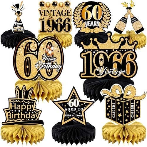 Stylish 60th Birthday Table Centerpieces – 9 Retro Honeycomb Decor Pieces