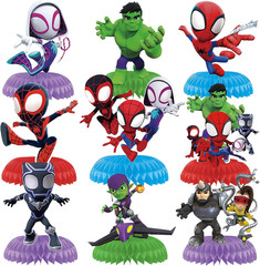 9Pcs Spidey Honeycomb Centerpieces, Cartoon Movie Theme Birthday Party Supplies,