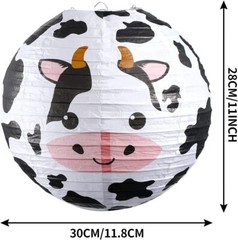 6 Pieces Cow Party Decorations Farm Paper Lanterns Brown, White, Black