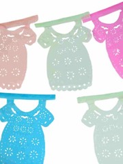 Baby Shower Tissue Paper Banner 181″ Multicolor Dress Cutouts 18×1