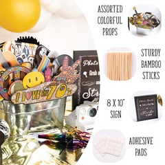 70s Photo Booth Props – 41-pc Disco Photo Booth Kit with 8 x 10-Inch Sign, 60…