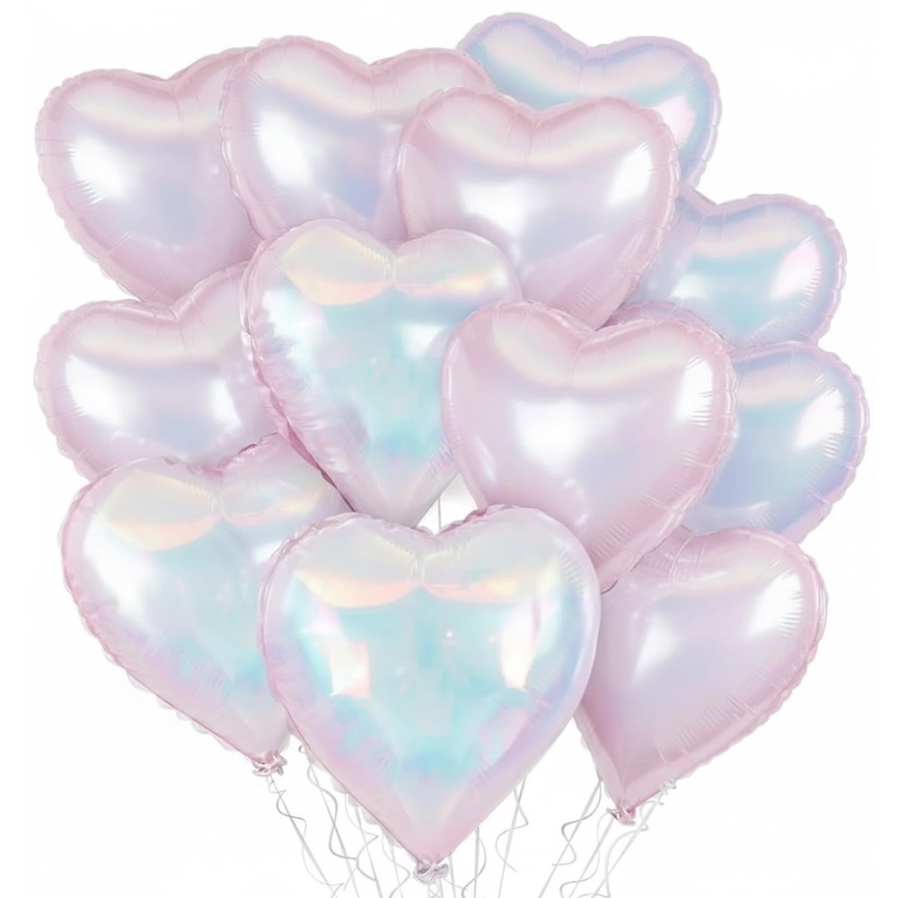 Heart Balloons, Silver Heart Balloons for Valentines Day Decorations, Foil He…