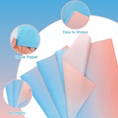 60 Sheets Gift Wrapping Tissue Paper Bulk, Pink Blue Gradient Tissue Paper fo…