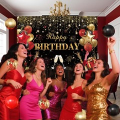 Red Party Decorations for ,Balloon Aich kit,Black Gold Confetti Balloons,Happ…