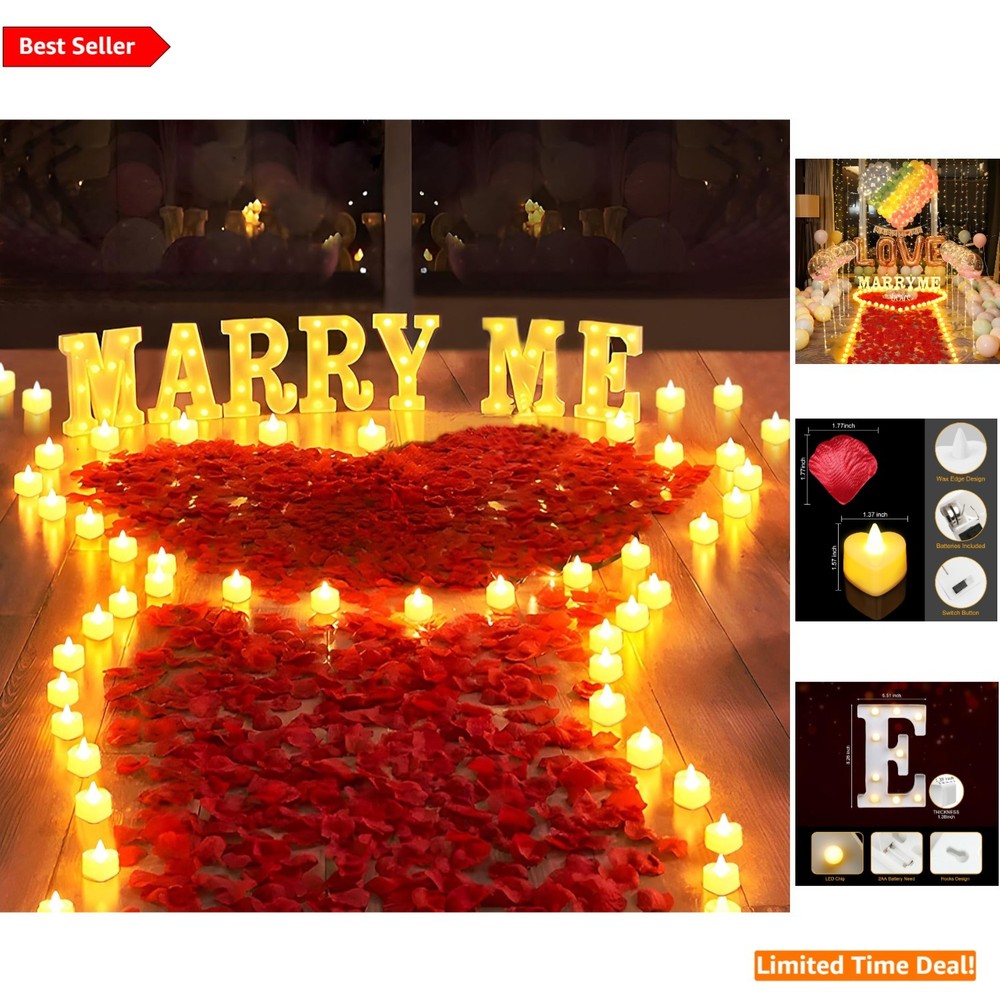Stunning 2031-pc Marry Me Proposal Set with Letters, Candles & Rose Petals
