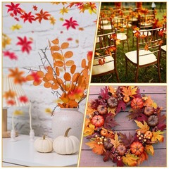 Larrel 200 Pcs Fake Fall Leaves, Realistic Leaves for 200, Colorful