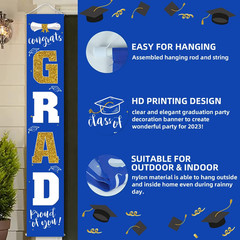 Blue Gold Class of 2026 Graduation Banner Porch Sign Congrats Grad Party Decor