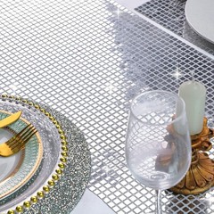 Glitter Disco Party Table Runner Mirror Silver Table Runner Disco Party Decor