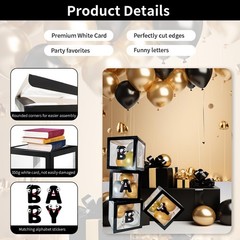 Onteftshop Baby Boxes Letters Clear Black 4pcs Party Decorations