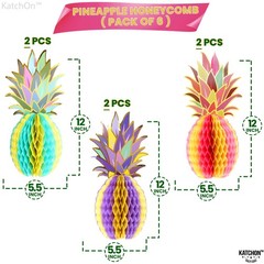 , Huge Pineapple Centerpiece for Tables – 12 inch, Pack of 6 | Luau Party Dec…