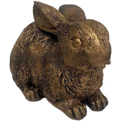 Resin Rabbit Statue with Retro Copper Finish for Spring Themed Room Decor