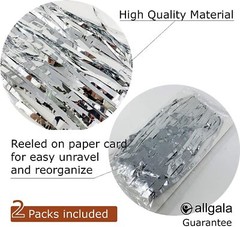 2-Pack 29 x 108 Inch Metallic Foil Fringe Tinsel Table Skirts for Party Events