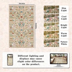 3×5 Beige Boho Floral Washable Rug,Soft Lightweight Low Pile Non-Shedding Car…