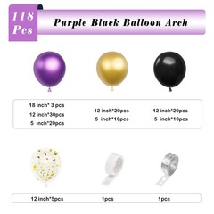 Guirnalda De Globos Metalicos Morado Oro Y Negro Para Fiesta De Navidad