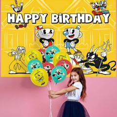 Cuphead Party Decorations Birthday Decor Set Plates Balloons Banner Cake toppers