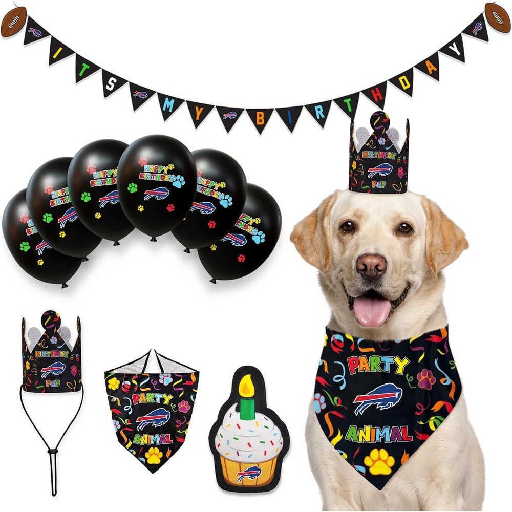 Pets First NFL Dog Birthday Party Accessories Set 10pcs with 1 Football Bandana