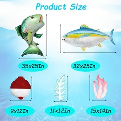 8 Pcs Fishing Balloon Set – Realistic Trout, Tuna, Bubble and Seaweed Foil Ba…