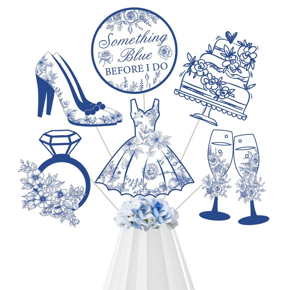 Something Blue Bridal Shower Centerpiece Stick Wedding Table Decor 16 PCS
