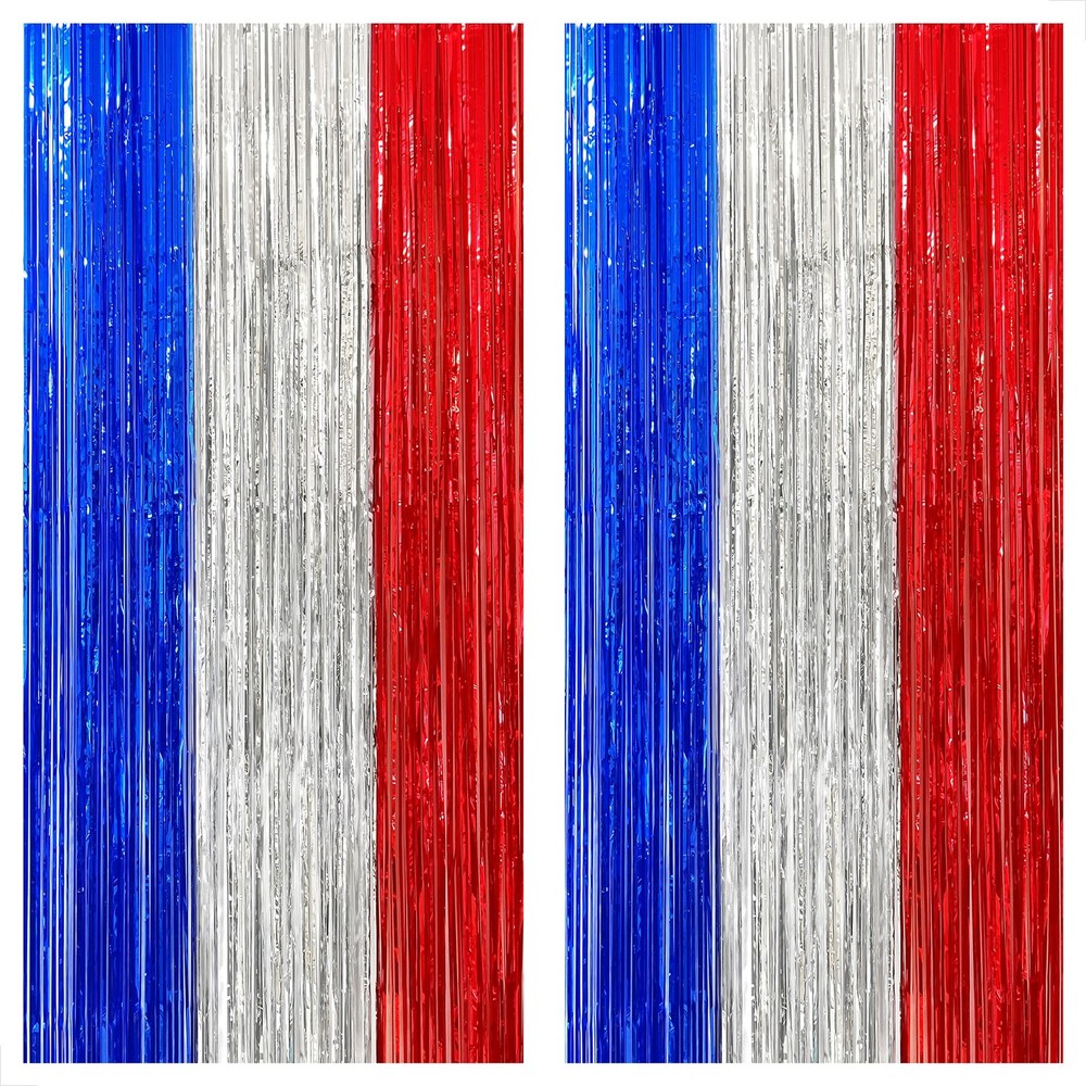 XtraLarge Red White and Blue Streamers – 3.2×8 Feet, Pack of 2 Red and Blue Deco