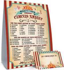 Circus Birthday Decorations, What’s Your Circus Name, 1 Sign and 30 Name Stic…
