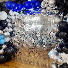 24PCS Silver Shimmer Wall Backdrop Panels 12″x12″ Square Sequins on Grid