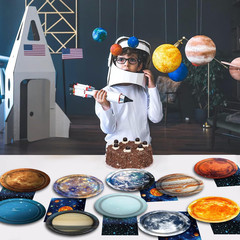 Space Theme Party Decorations 100Pcs Galaxy Planet Outer Space Disposable Plates