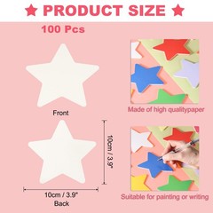 100 PCS 3.9×3.9 Inch Star Cutouts Shaped Paper Cards White DIY Craft Decor