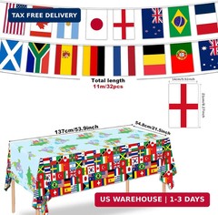 International World Flags Party Decorations Set,11M World Flag Bunting Banner &