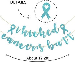 I Kicked Cancer’s Butt Banner, Beat Cancer, A New Beginning, Free Sky Blue