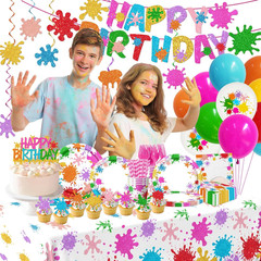 Paint Party Decorations 215Pcs Paint Splatter Party Supplies Art Party Decoratio