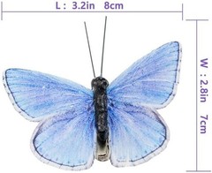 -Artificial Feather 3D Butterfly Party Decorations Set of 12 with Clip 12 Color