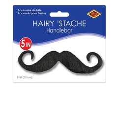 Beistle Handlebar Hairy ‘Stache – Black Self-Adhesive Polyester 5-Inch,