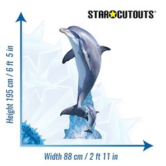 Dolphin Cardboard Cutout 195cm x 88cm Ocean Themed Standup – Free Mini Standee