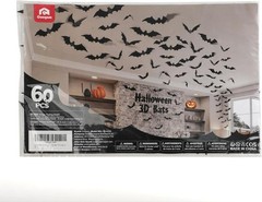 60PCS Halloween Bats Decoration, 4 Different Sizes Realistic PVC Black 3D Sca…