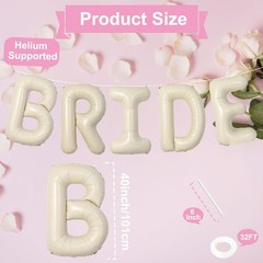40 Inch Cream White ‘BRIDE’ Balloon Banner – Large Ivory Alphabet Mylar Lette…