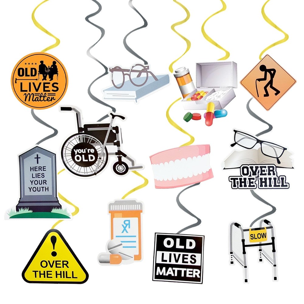 Over The Hill Decorations Foil Old Lives Matter Hanging Swirls Cake Birthday