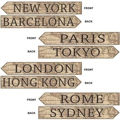 Around The World Street Sign Cutouts 4 Pack 3.75″ x 23.75″ World Travel Decor
