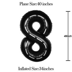 Race Car 40Inch Black 8 Balloon Number Large Helium Race Track 0-9 Giant Digi…