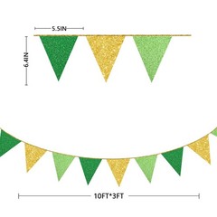 Green Gold Party Decorations Pennant Banner Flag Glitter Green Gold Triangle …