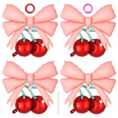 8 Pcs Cherry and Bow Balloon Set, Foil Mylar Bows Party Decorations, 19 Inch …