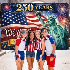 250 Years of Freedom Backdrop 5×7 Ft – USA 4th of July Party Decorations