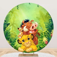 Round Lion King Backdrop Cover Simba Happy Birthday Photo Background Banner