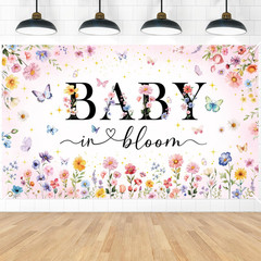 Wildflower Baby Shower Backdrop – Flower Baby in Bloom Baby Shower Decorations,