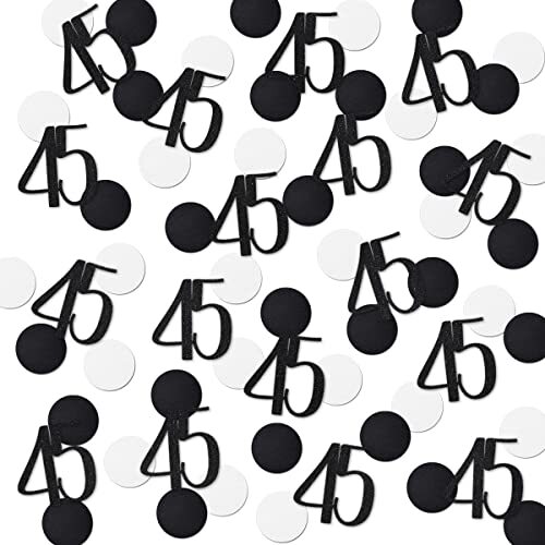 Black Glitter 45 Confetti 45th Birthday Number Confetti 200pcs Anniversary Pa…