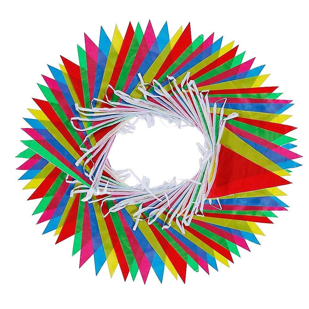 50m Bunting 100 Flags Multi Colour Banner Bunting Party Event Home Garden Decor