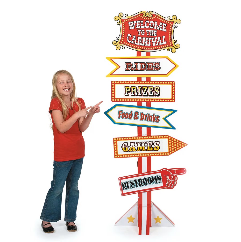 Big Top Directional Sign Cardboard Stand-Up, Party Decor, 1 Piece